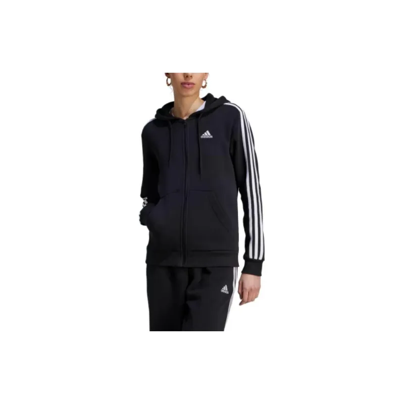 Adidas Free Shipping With AdiClub Essentials 3 Stripes Full Zip Fleece Hoodie-1