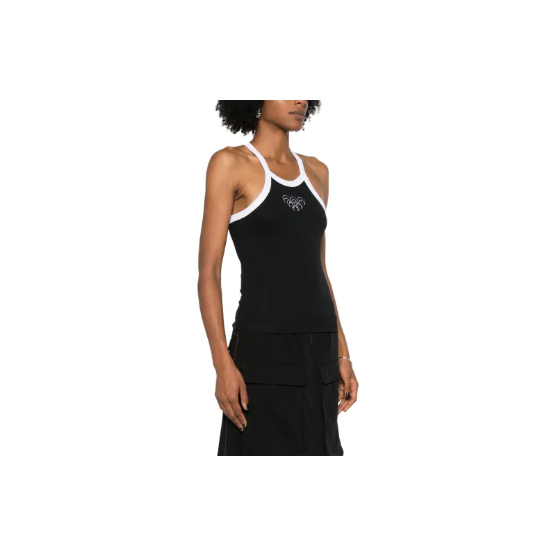 Marine Serre Crescent Moon embroidered Ribbed Top-3