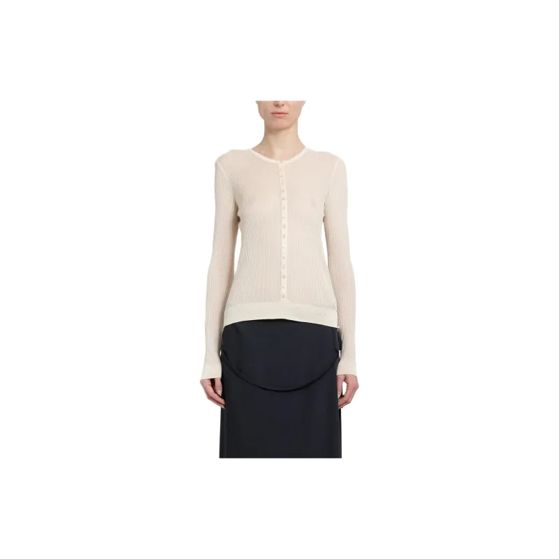 Lemaire Buttons Seamless Rib Top 'Light Powder'-1