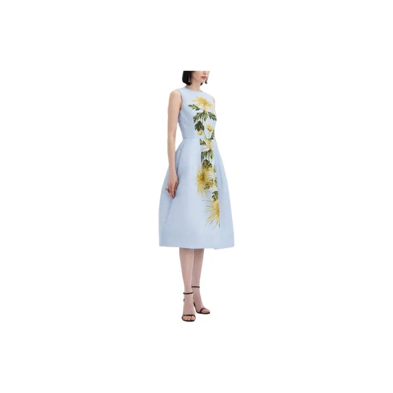 Oscar De La Renta Chrysanthemum Stripe Cocktail Dress-1