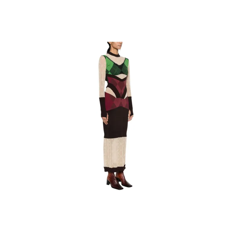 Marine Serre Regenerated Lozenge Knit Fitted Dress-3