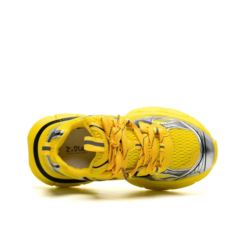 Z.SUO Anti-Slip And Wear-Resistant Height Increasing Low-Top Chunky Sneakers Unisex Yellow-5