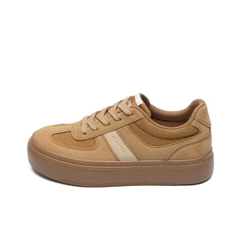 ZHR German Army Trainers Wear Resistant Height Increasing Low Top Casual Shoes Women's Camel