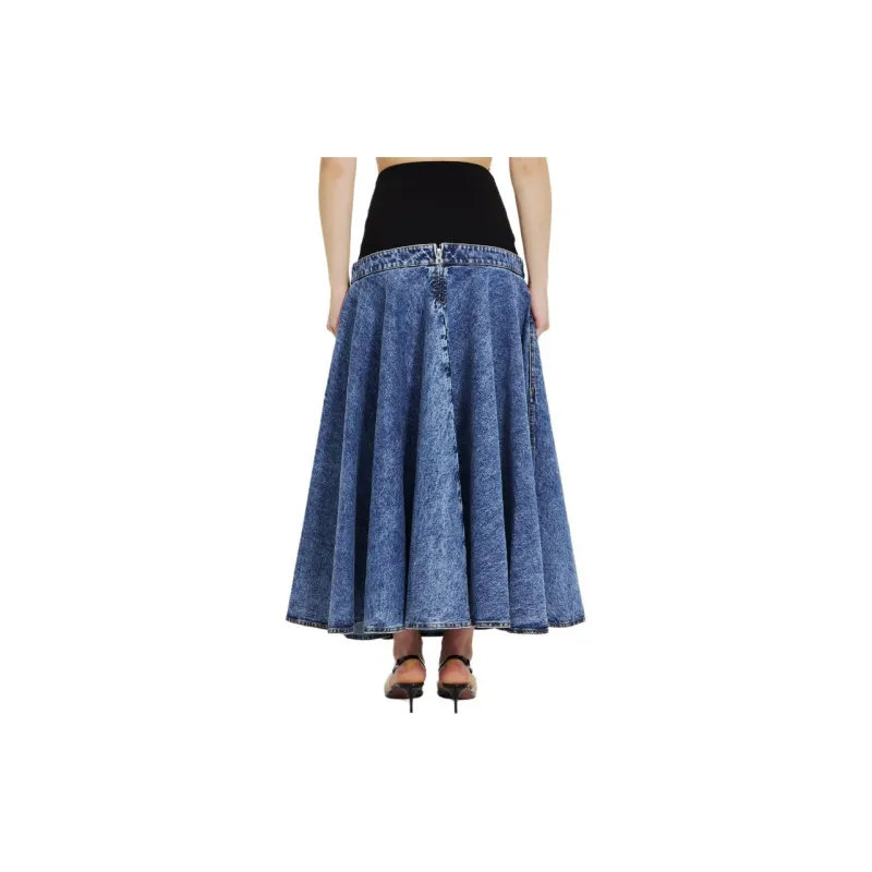 Alaia Denim Panel Midi Skirt-2