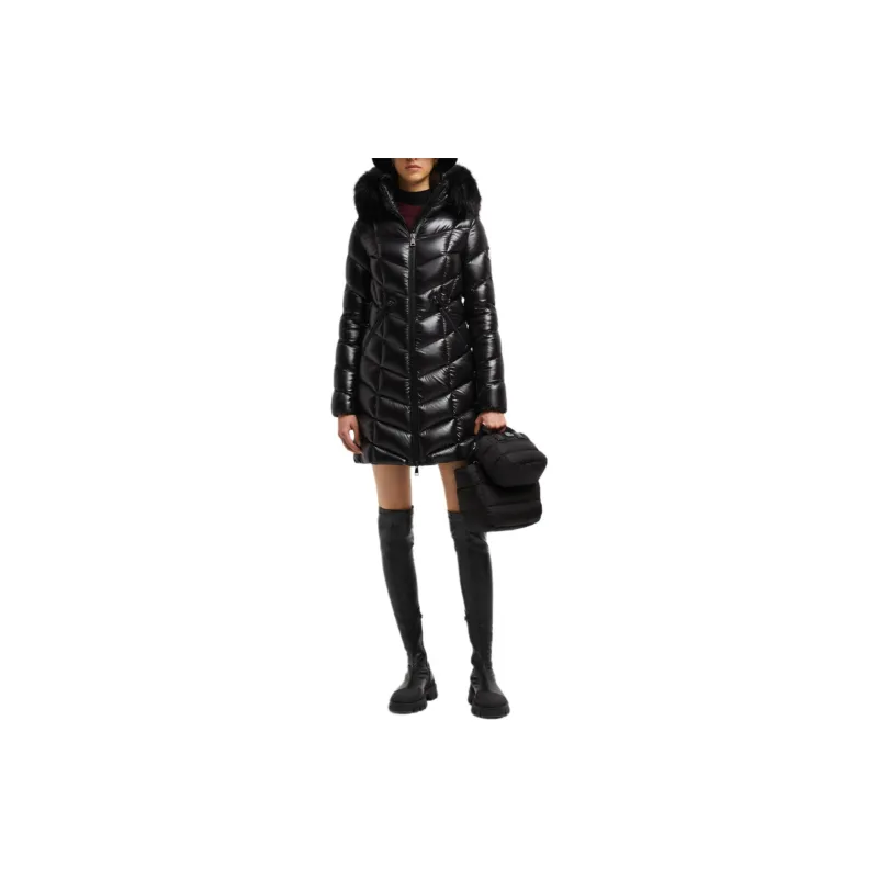 Moncler Quilted Zip-Up Long Coat-1