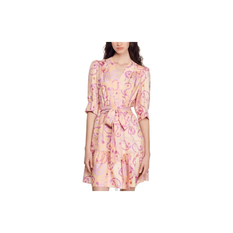 Sandro Short Sleeved Dresses Women's Peach Pink-3