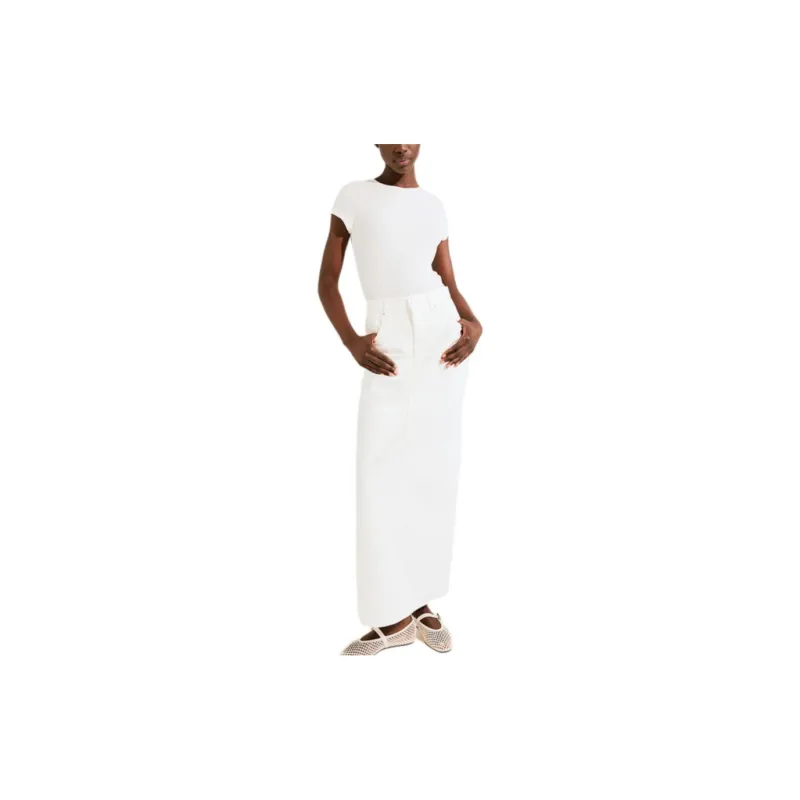 H&M Denim Long Skirts Women's White-1