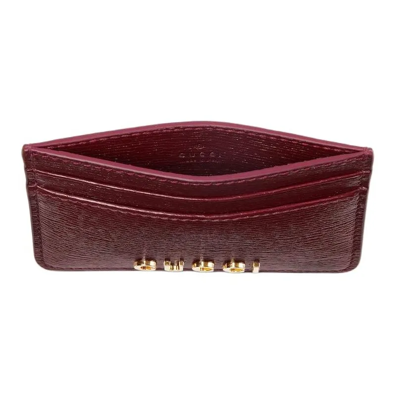 GUCCI Leather Card Holder Women's Red-3