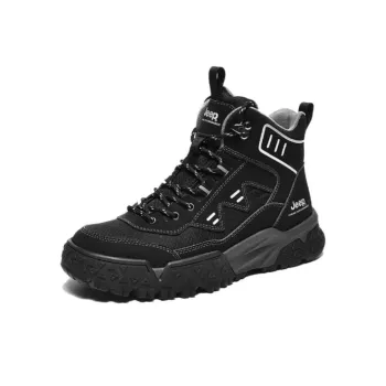 Jeep Cushioned Slip Resistant High Top Hiking Shoes Men's Black