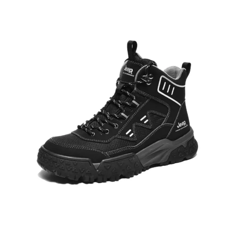 Jeep Cushioned Slip Resistant High Top Hiking Shoes Men's Black-0
