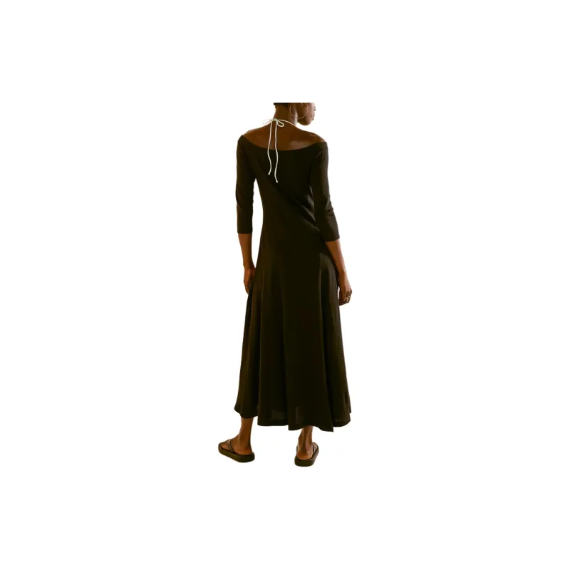 FREE PEOPLE Carrie Midi Long-Sleeved Dresses Women's Black-1