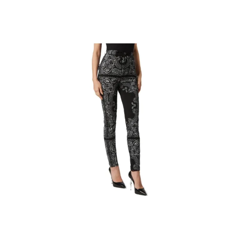PHILIPP PLEIN Paisley printed High waisted Jeggings-1