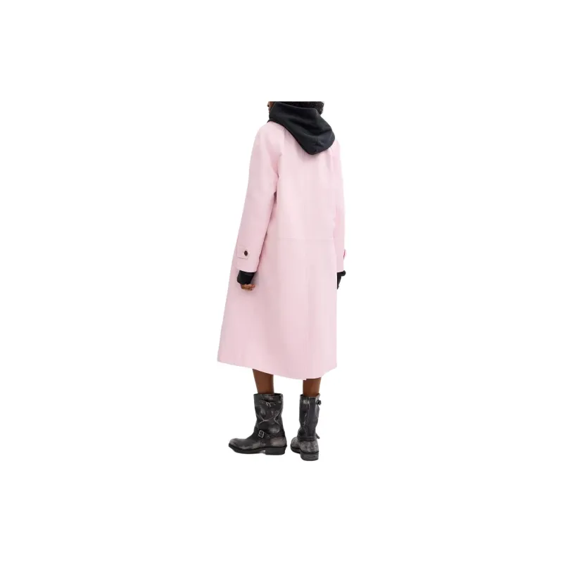 COACH Leather Wind Coat Trench Coat Women's Pink-2