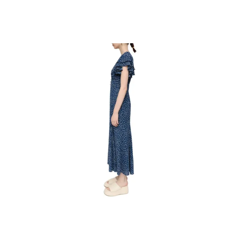 SLY Short Sleeved Dress Women's Mixed Marine Blue-3