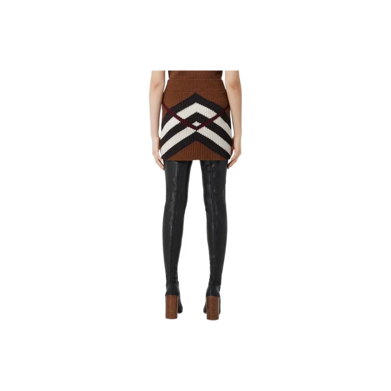 Burberry Chevron Check Mini Skirt 'Dark Birch Brown'-1