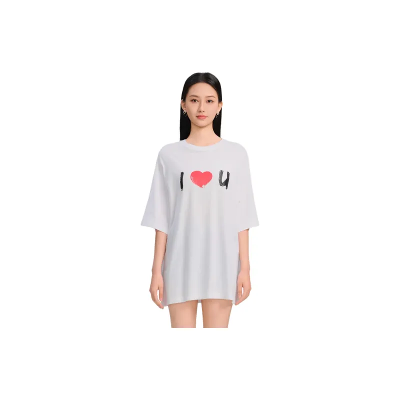 Blood Glitter Drop Shoulder Sleeve T-Shirt Women's White-1