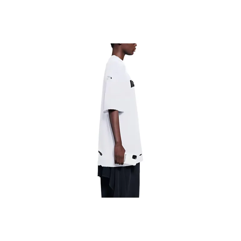 Balenciaga Drop Shoulder Sleeve T Shirt Women's White Loose Fit-5