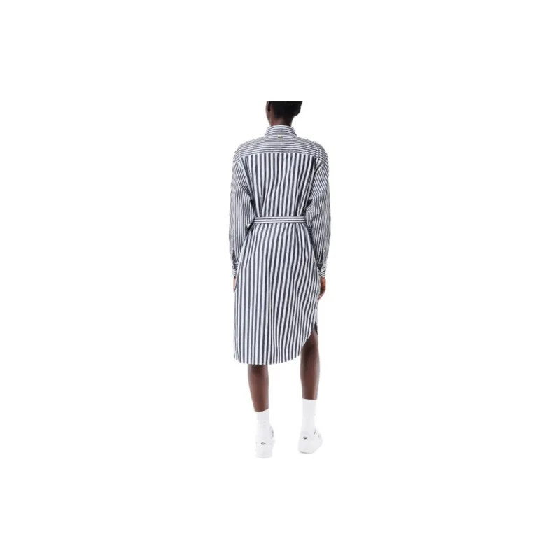 LACOSTE Long Sleeved Dress Women's Blue White-4