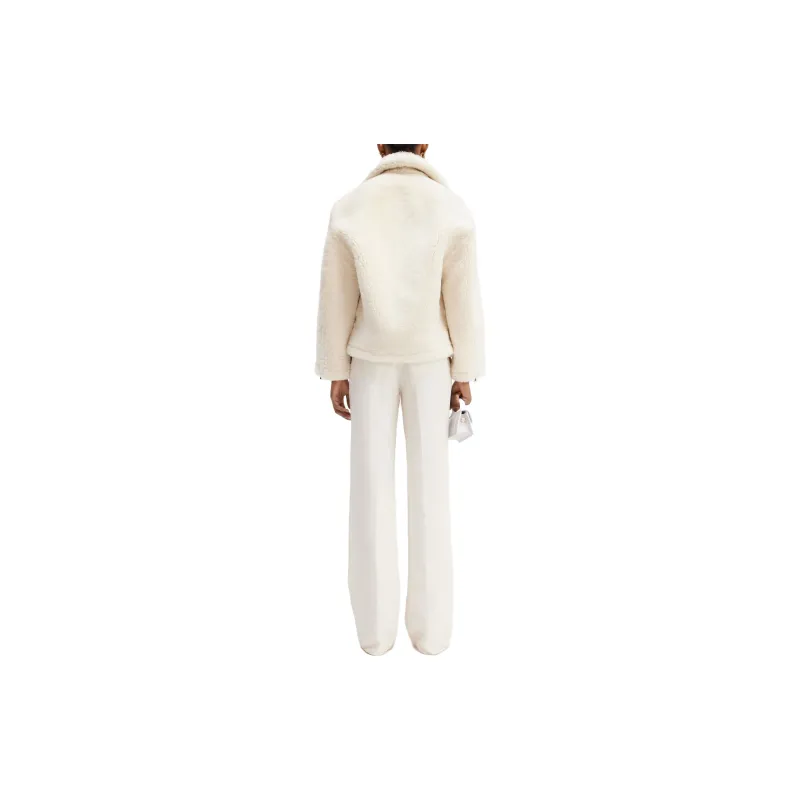 Jacquemus Oversized Shearling Coat Jackets Coats Women's Ecru-2