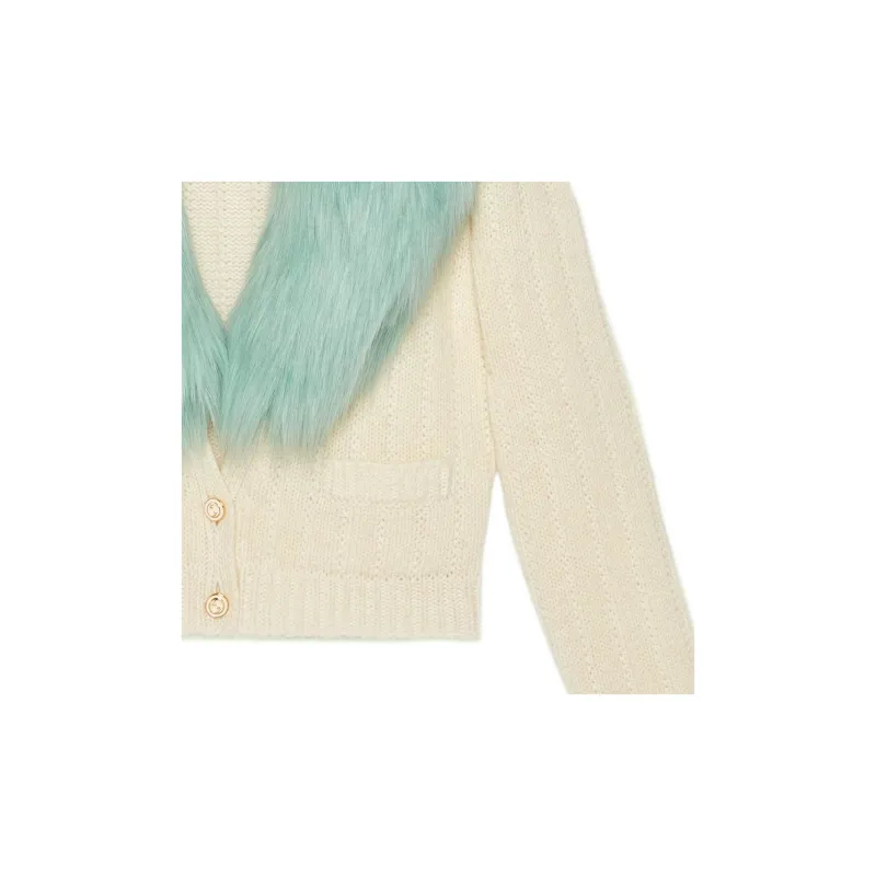 GUCCI Faux fur Collar Cardigan-5