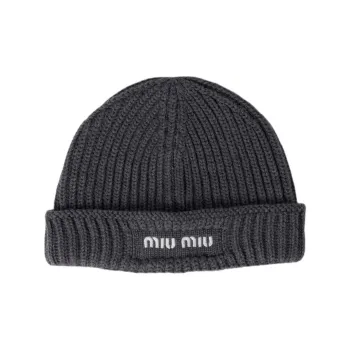 MIU MIU Fabric Beanies Unisex Dark Gray
