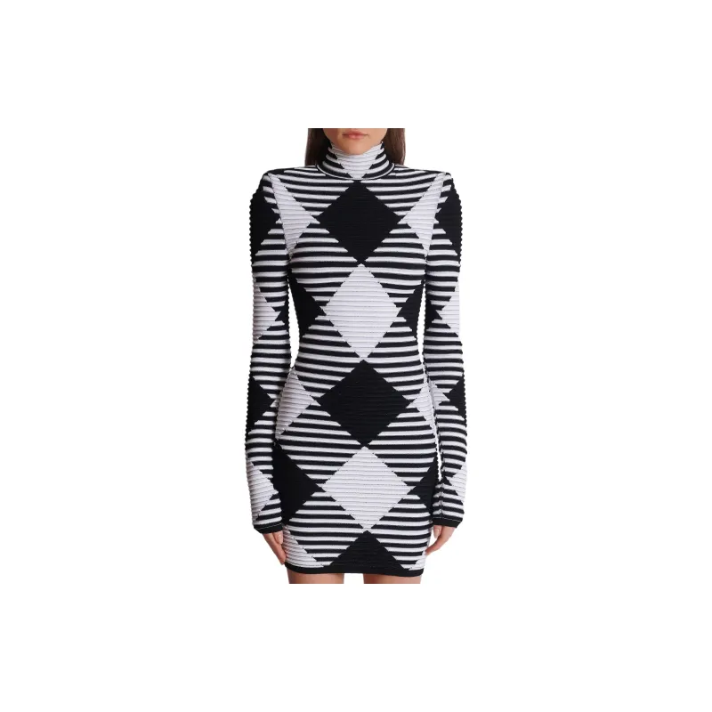 BALMAIN Two Toned Jacquard Mini Dress-3