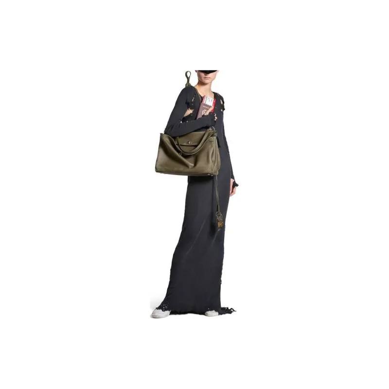 Balenciaga Long Sleeve Lingery Maxi Dress 'Washed Black'-2
