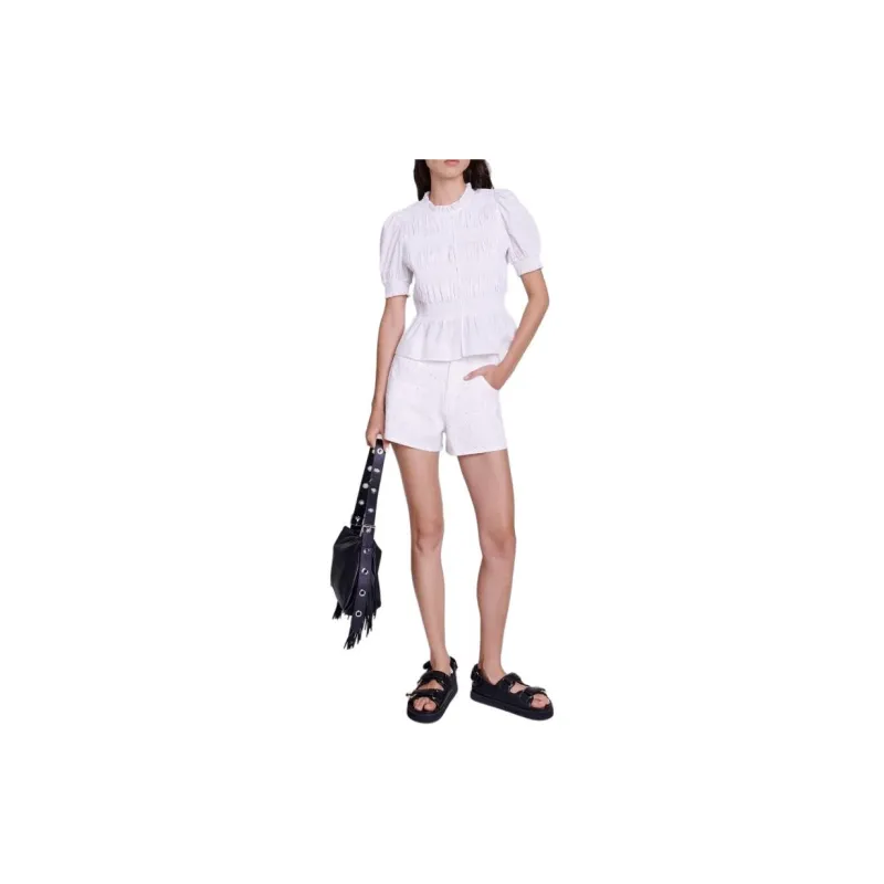 Maje Ruffled Cotton Blouse-3