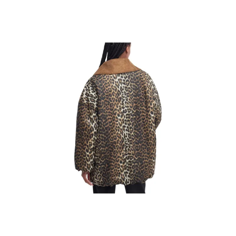 BARBOUR x GANNI FW23 Printed Waxed Bomber Jacket Jackets Coats Women's Brown-3