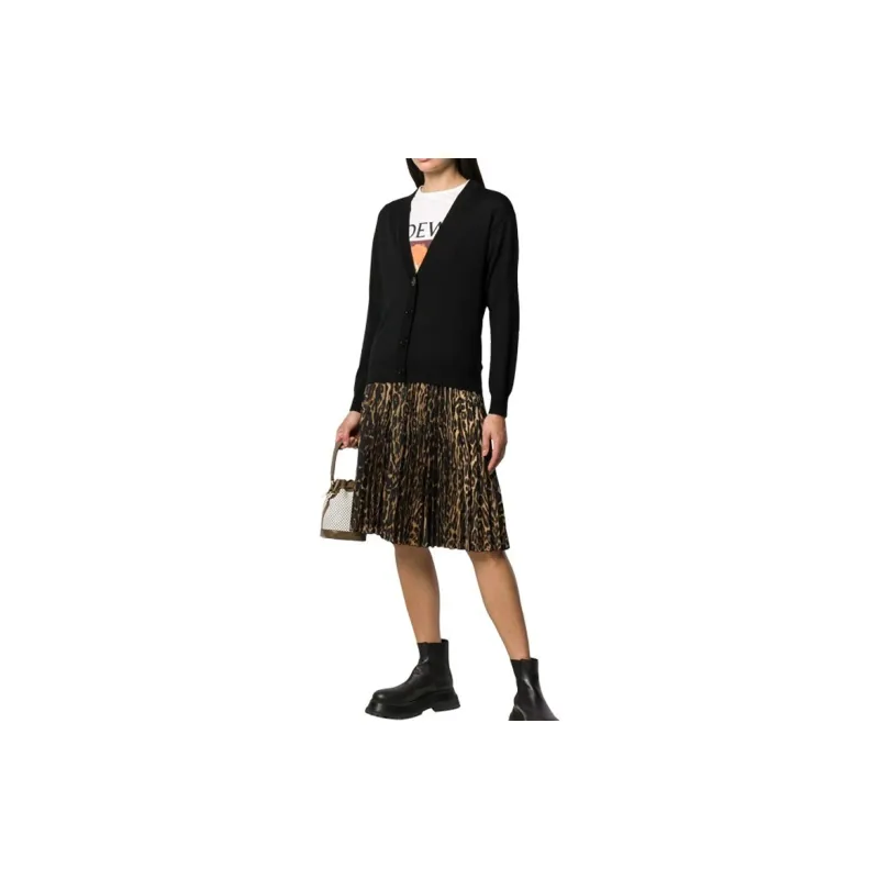 Burberry Vintage Check Elbow Patch Dornoch Merino Wool Cardigan Black-3
