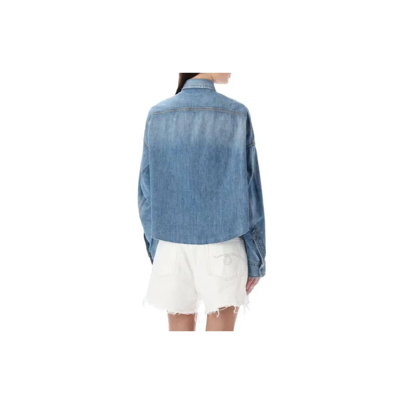 R13 Cropped Denim Shirt-2