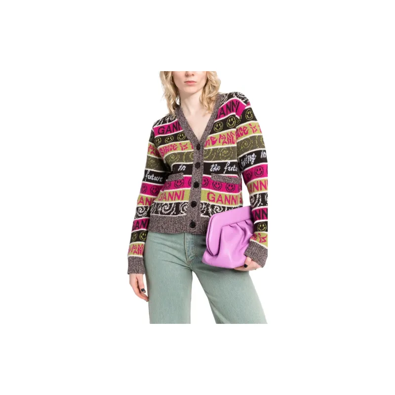 GANNI SS22 Knitted Fabric Cardigan Women's Multicolor-4