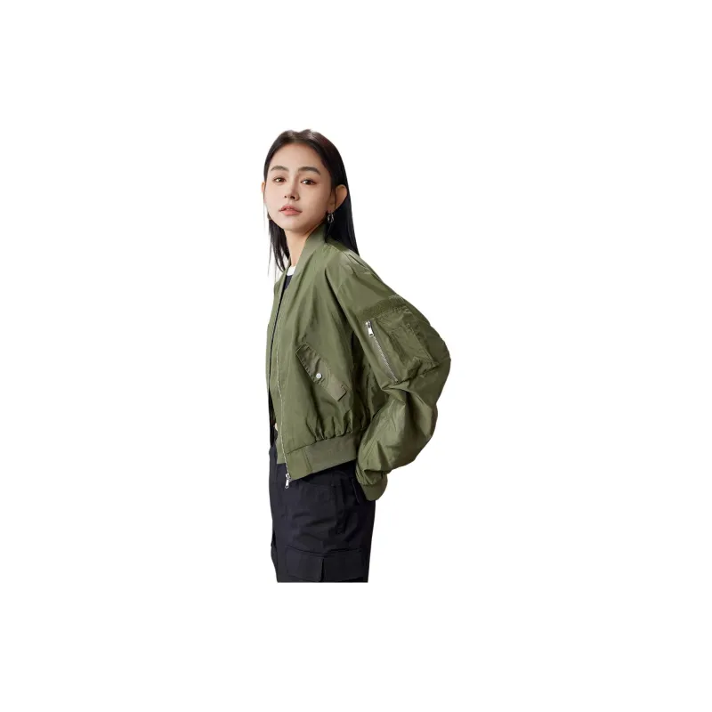 A21 Baseball Jacket Women's Olive Green-5
