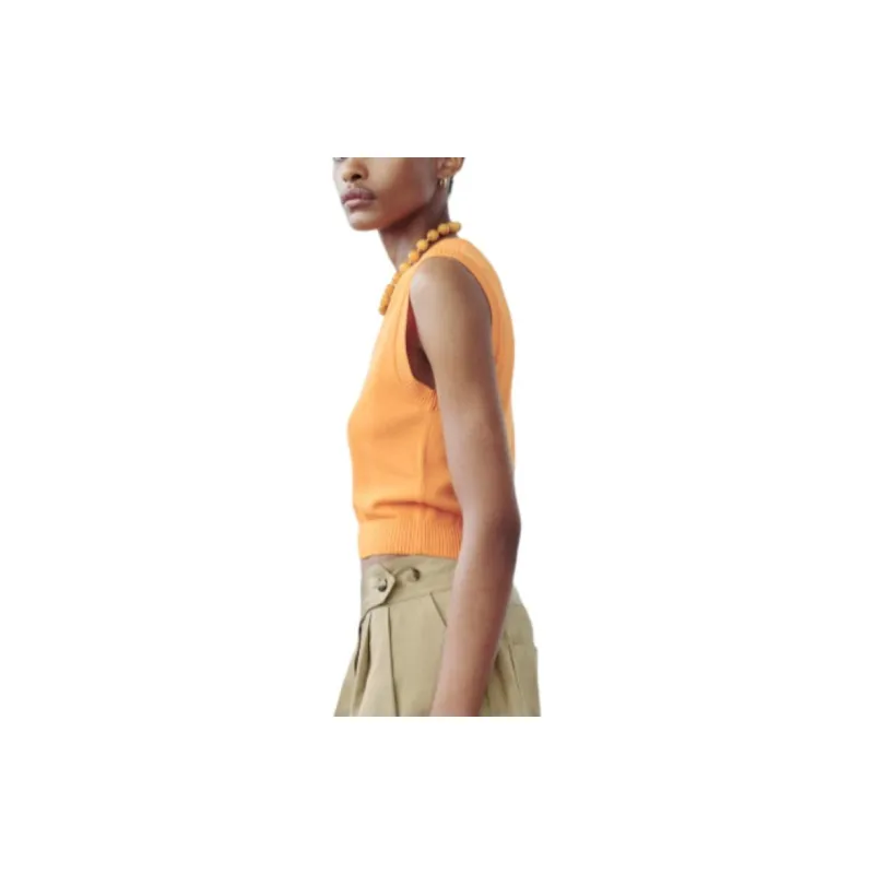 ZARA Tank Tops Women's Orange-4