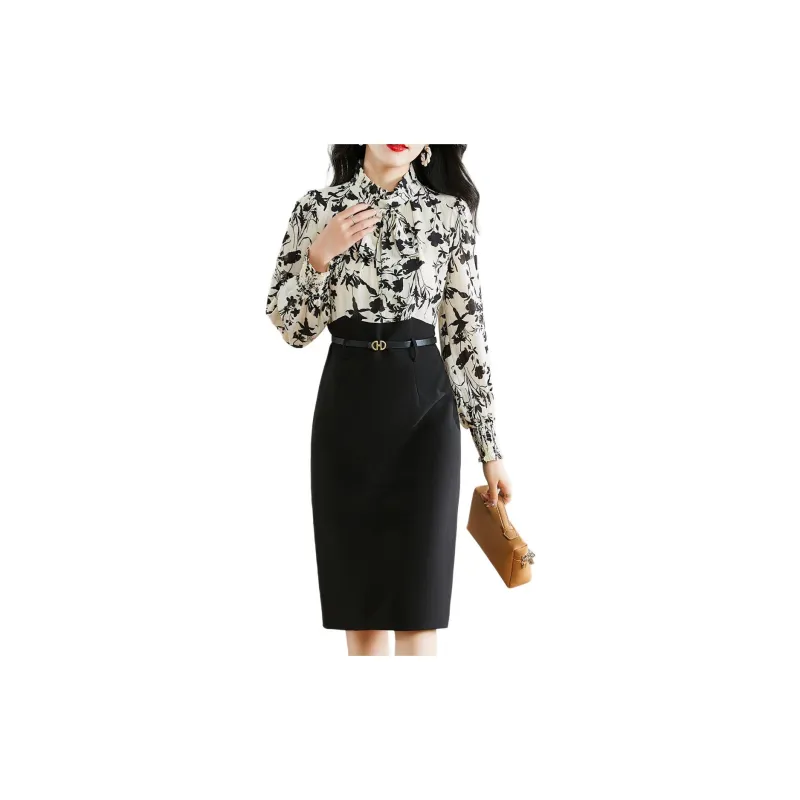 Hang Yi Court Long Sleeved Dress Women's Multicolor-1