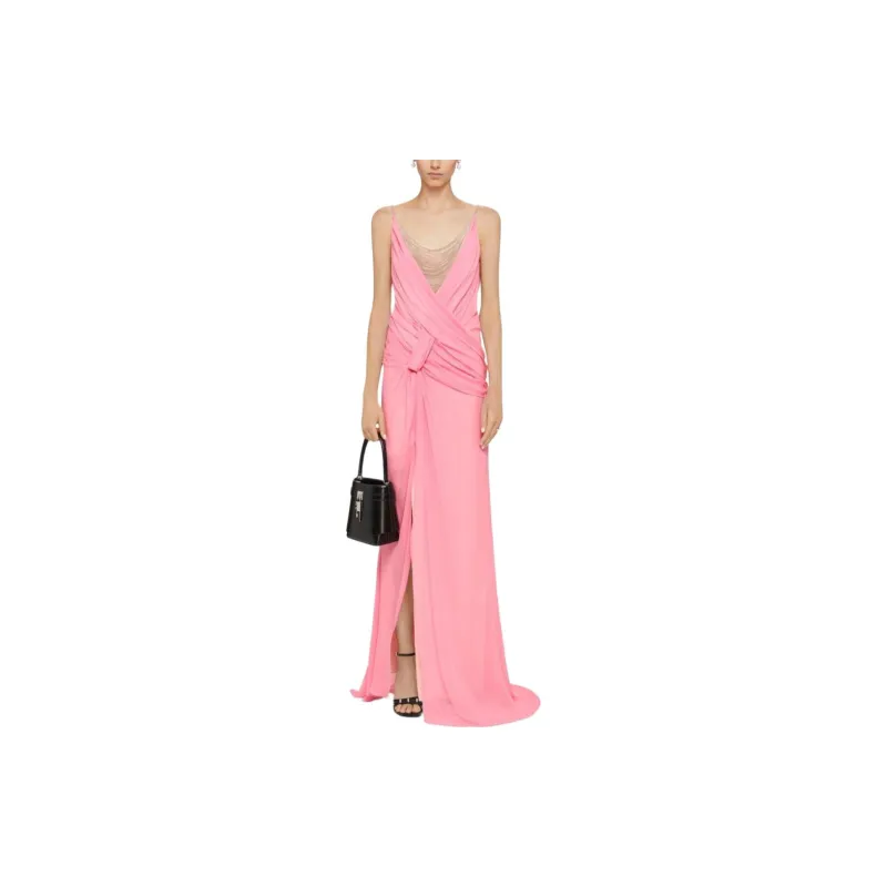 GIVENCHY Evening Draped Dress In Silk With Chains Slip Dresses Women's Pink-1