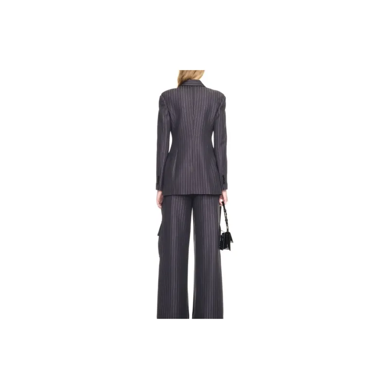 OFF WHITE Striped Single Breasted Blazer-1