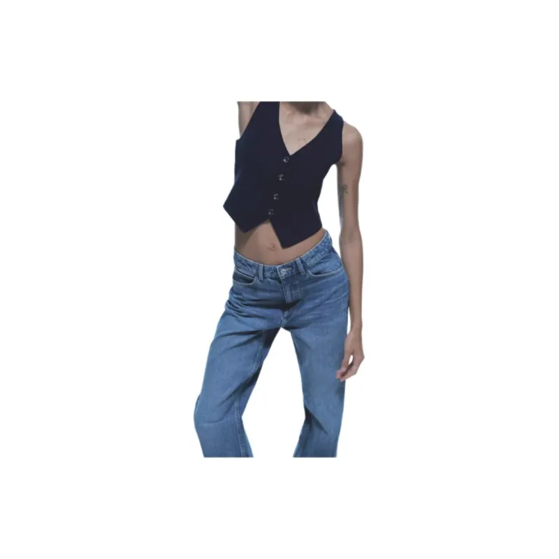 ZARA Tank Tops Women's Navy Blue-3