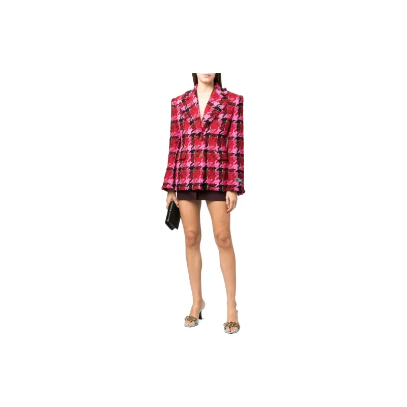 VERSACE Medusa Checked Tweed Blazer 'Red/Print'-1