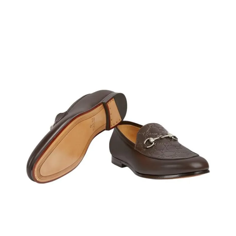 GUCCI Horsebit Loafers Men Brown-5