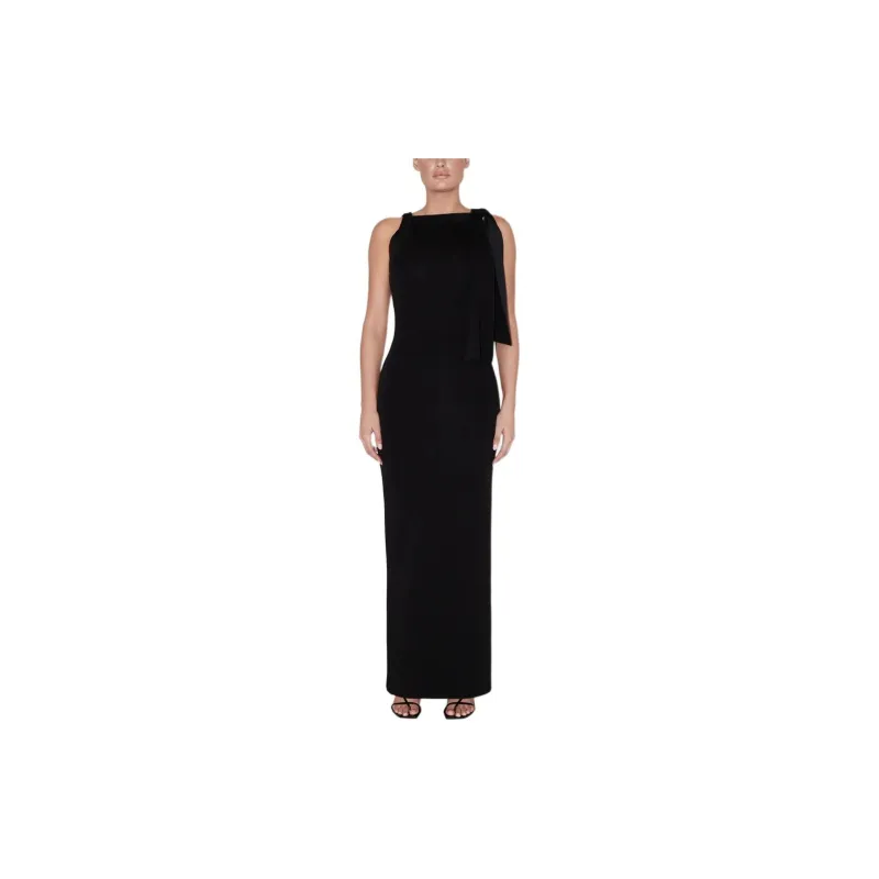 Khy DROP 004 Sueded Stretch Knotted Maxi Dress Sleeveless Dress Women's Black-1