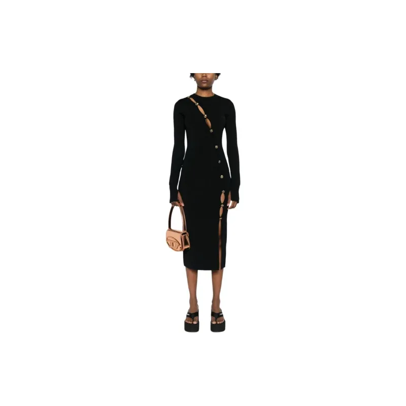 VERSACE JEANS COUTURE Decorative buttons Knitted Midi Dress-1