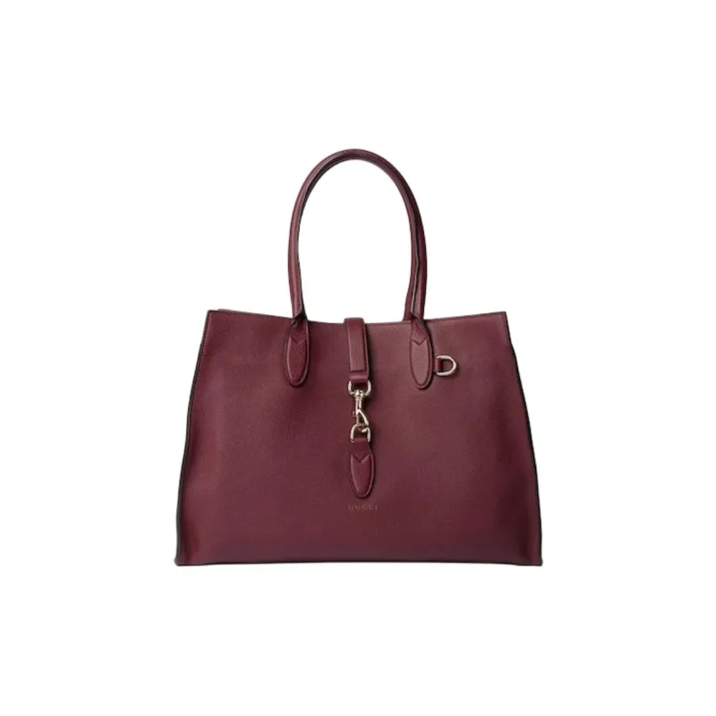 GUCCI Leather Tote Bag Shopping Bag Shoulder Bag Handbag Large Size Women's Red-0