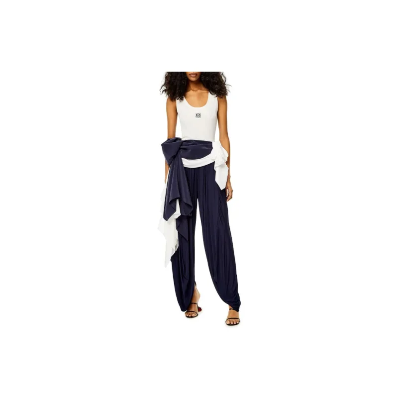 LOEWE Women's Anagram Cotton Tank Top White/Black-2