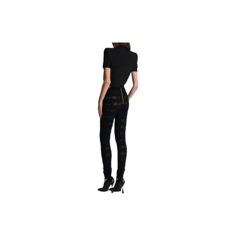 BALMAIN Mid Rise Open Knit Leggings-3