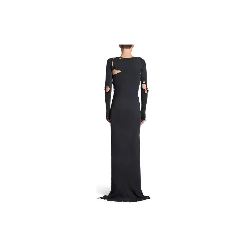 Balenciaga Long Sleeve Lingery Maxi Dress 'Washed Black'-3