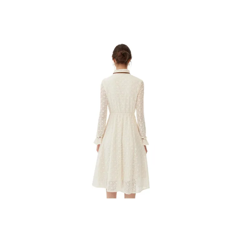 NAWAIN Long Sleeved Dresses Women's Beige-1