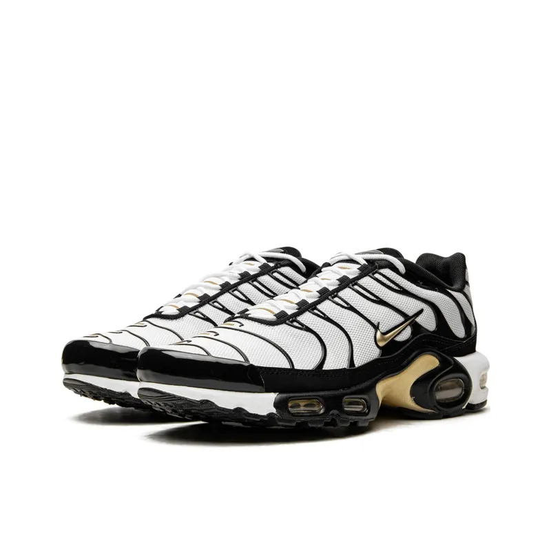 Nike Air Max Plus Anti-Slip Wear-Resistant Low-Top Running Shoes Men's White Black Gold-2