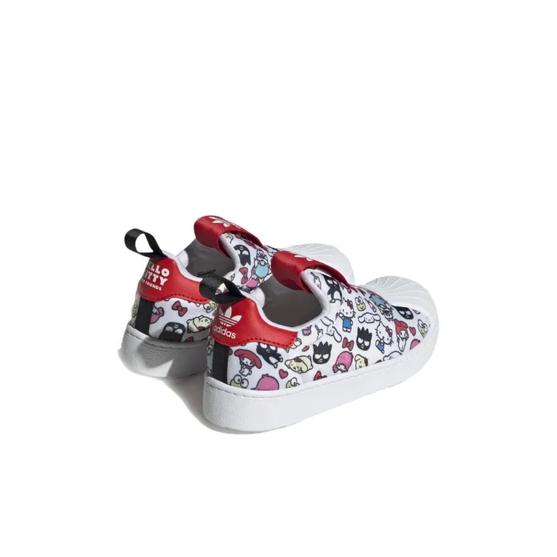 Hellokitty x Adidas Originals SUPERSTAR 360 Abrasion Resistant Breathable Low Top Skateboard Shoes White Red Kids'-2