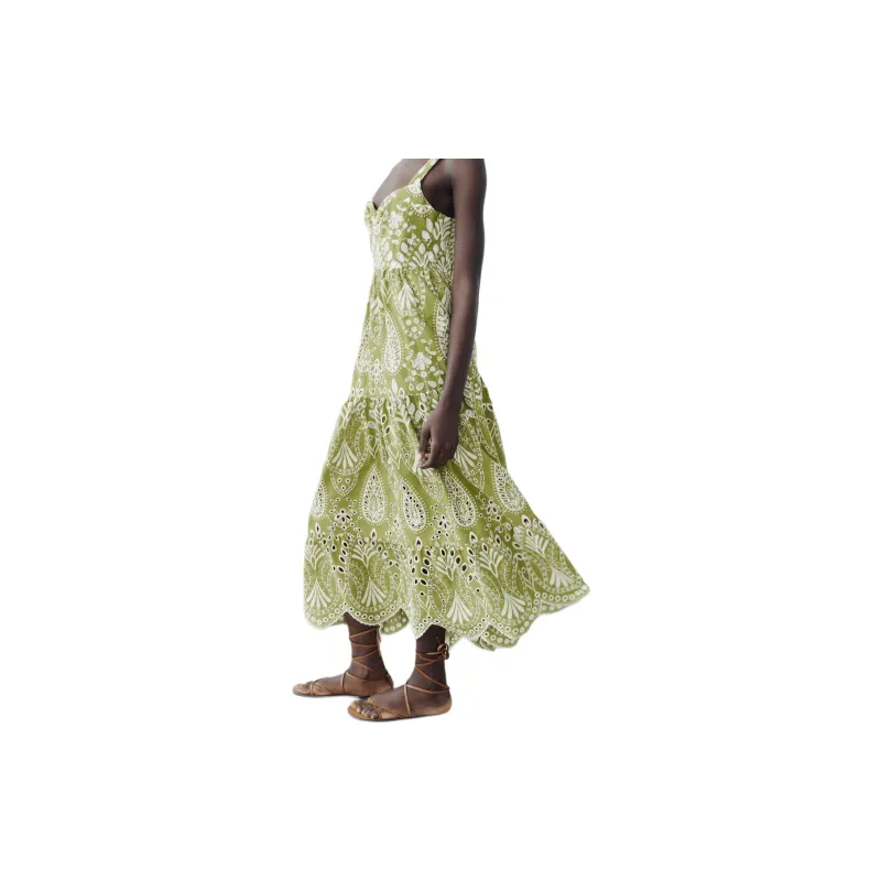 ZARA Slip Dresses Women's Green-5